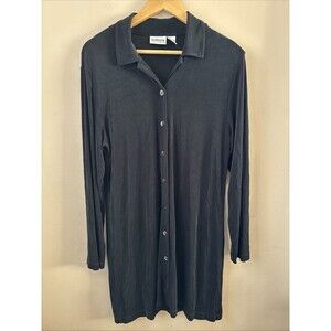 Chico’s Travelers Women’s Black Jersey Knit Button Down Dress – Size 1 (M/L)